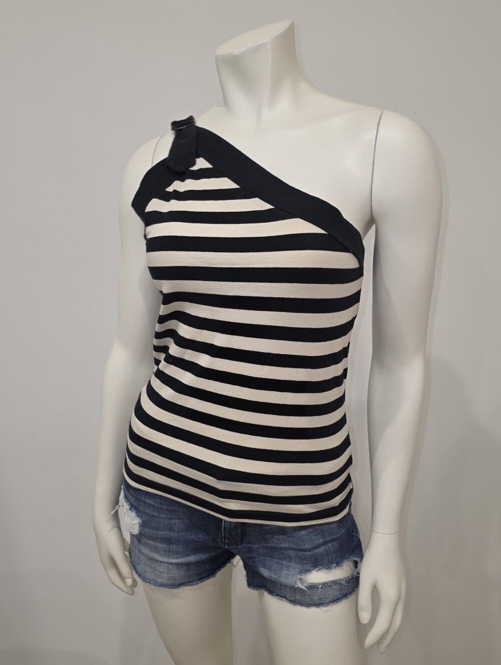 Western Trading Chic Striped One Shoulder Top S